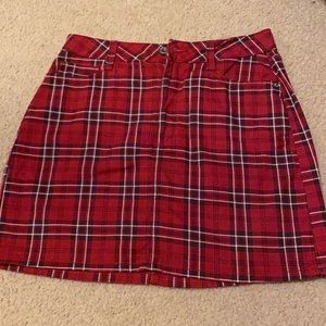 Fitted plaid jean skirt